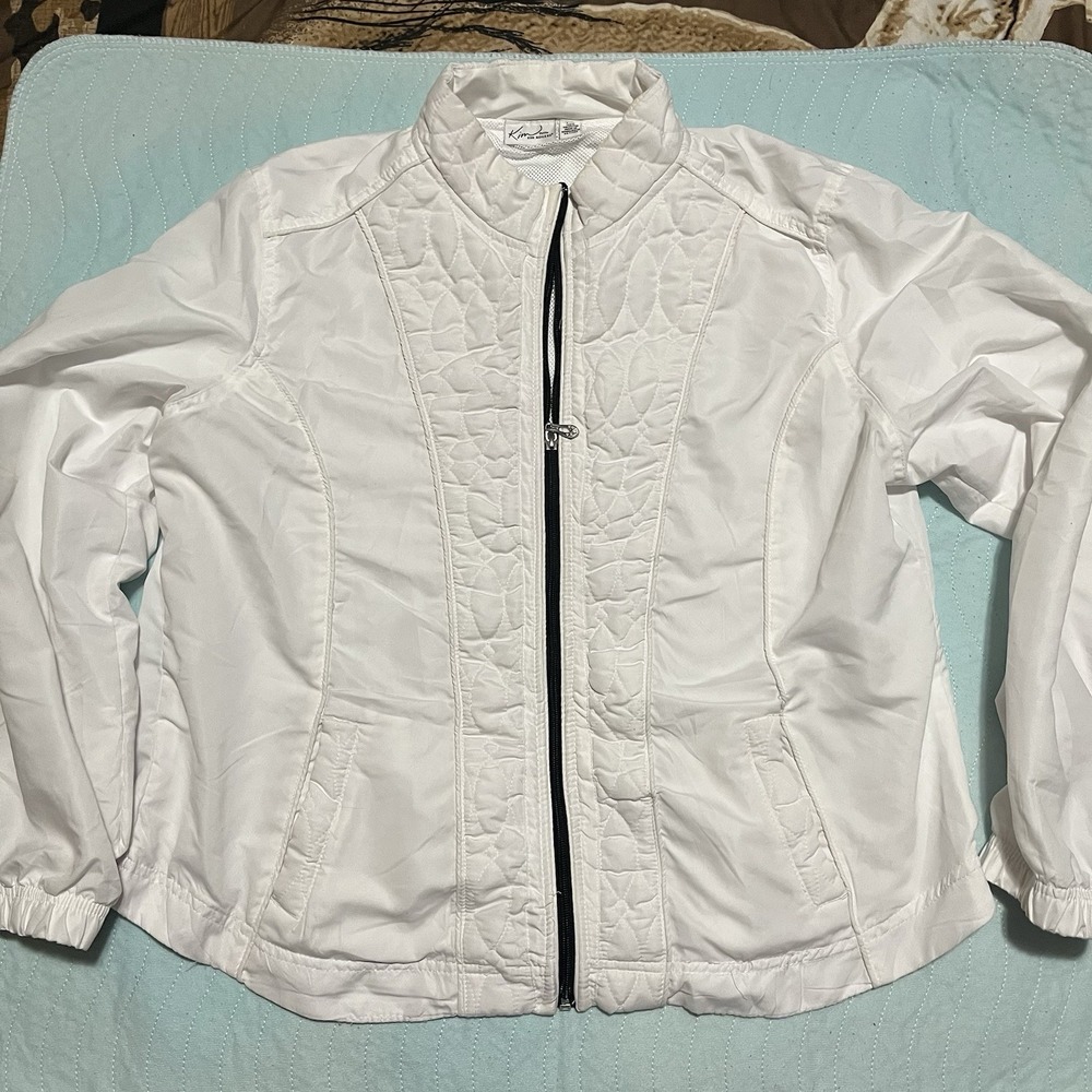 KIM ROGERS petite‎ Lightweight Jacket Coat Women's Petite XL WHITE Mesh Lined